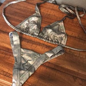 Iridescent thong bikini